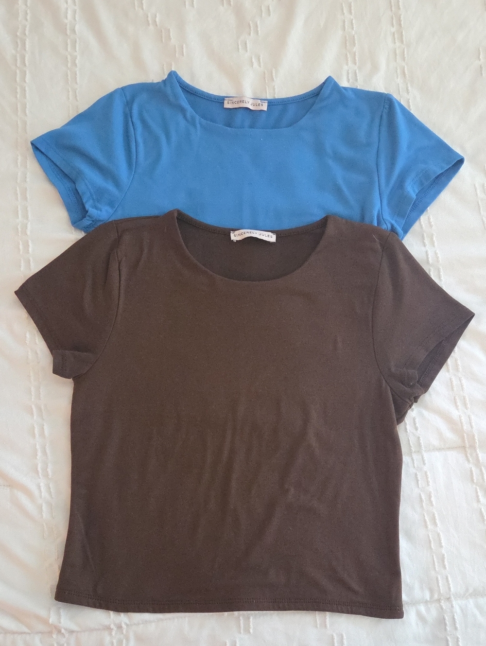 Sincerely Jules Crop Tops in Blue and Brown - Duo Pack